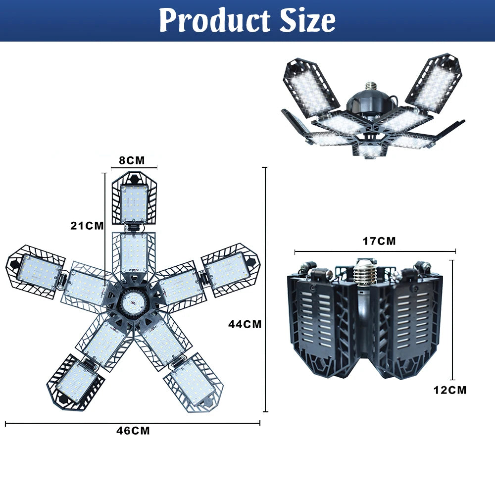 E27 LED Garage Lamp 180W Foldable Work Light 15000 Lumens for Home and Industrial Use