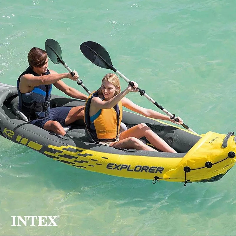 Intex Explorer K2 Inflatable Kayak Set with Oars and Pump for Easy Transport