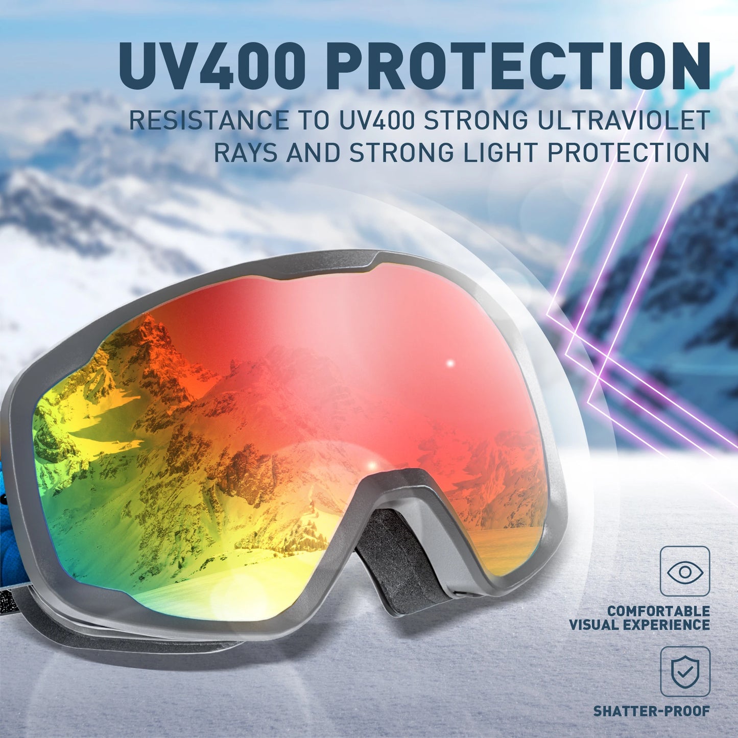 Kapvoe Kids Ski Goggles Anti Fog UV400 Snowboard Mask