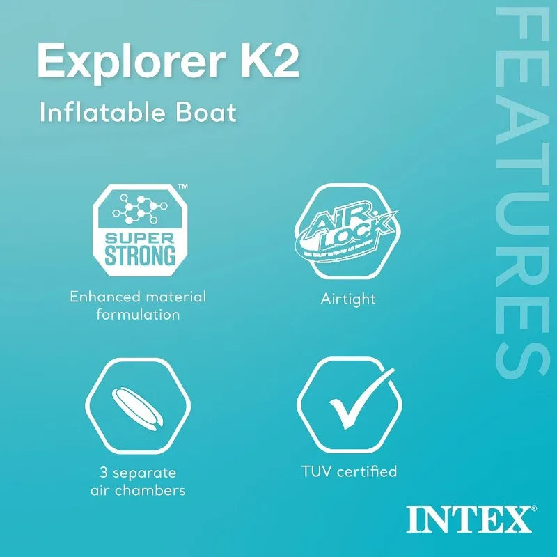 Intex Explorer K2 Inflatable Kayak Set with Oars and Pump for Easy Transport