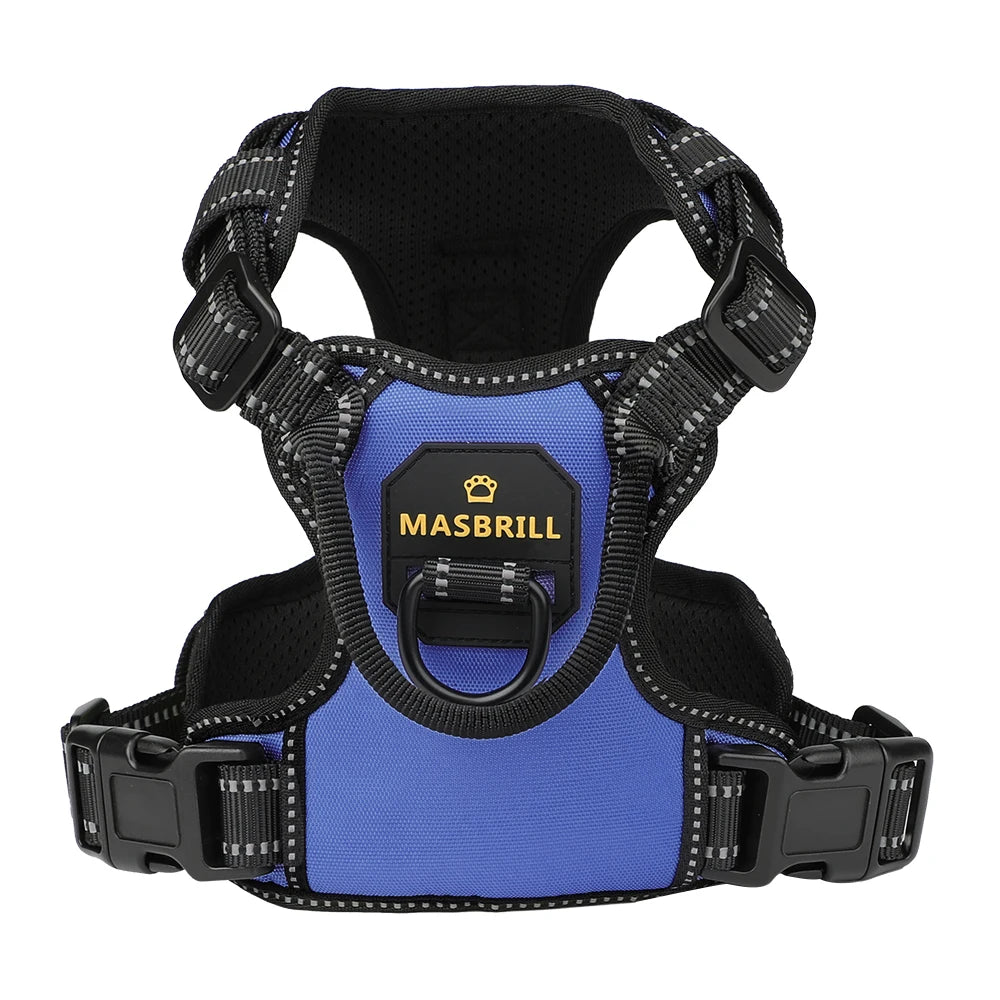 MASBRILLCN Nylon Adjustable No Pull Reflective Dog Harness