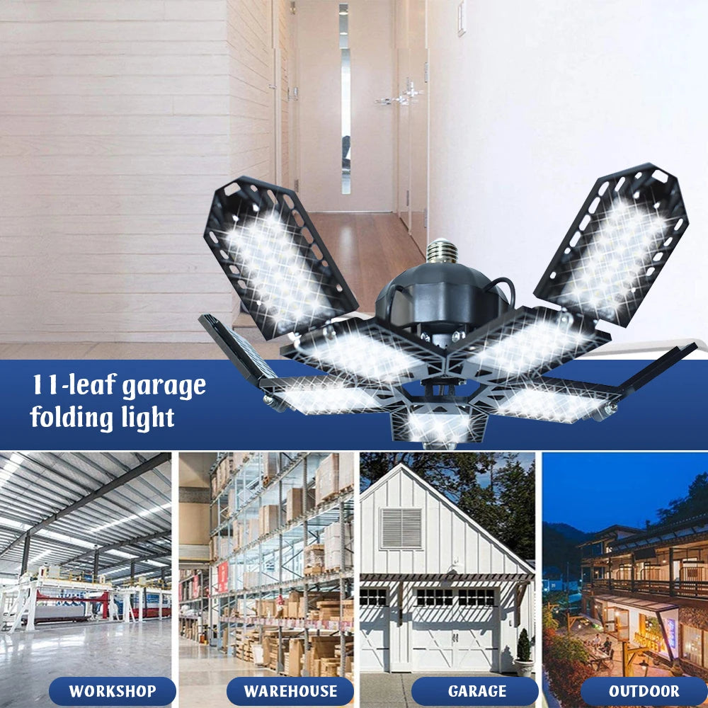 E27 LED Garage Lamp 180W Foldable Work Light 15000 Lumens for Home and Industrial Use