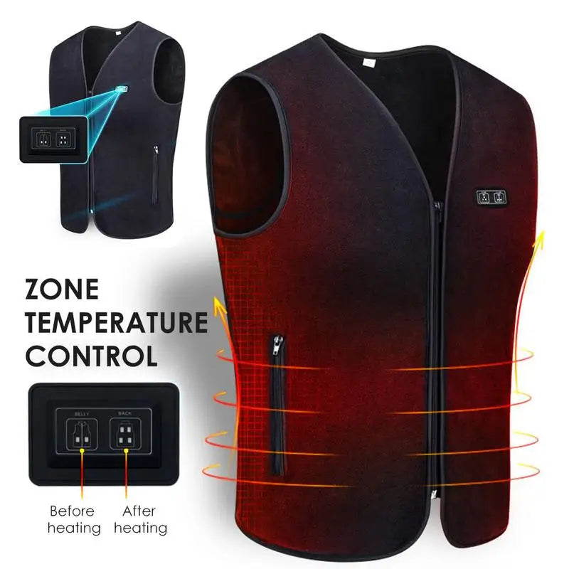 Winter USB Heated Vest Adjustable Temperature Washable Sleeveless Jacket for Outdoor Sports