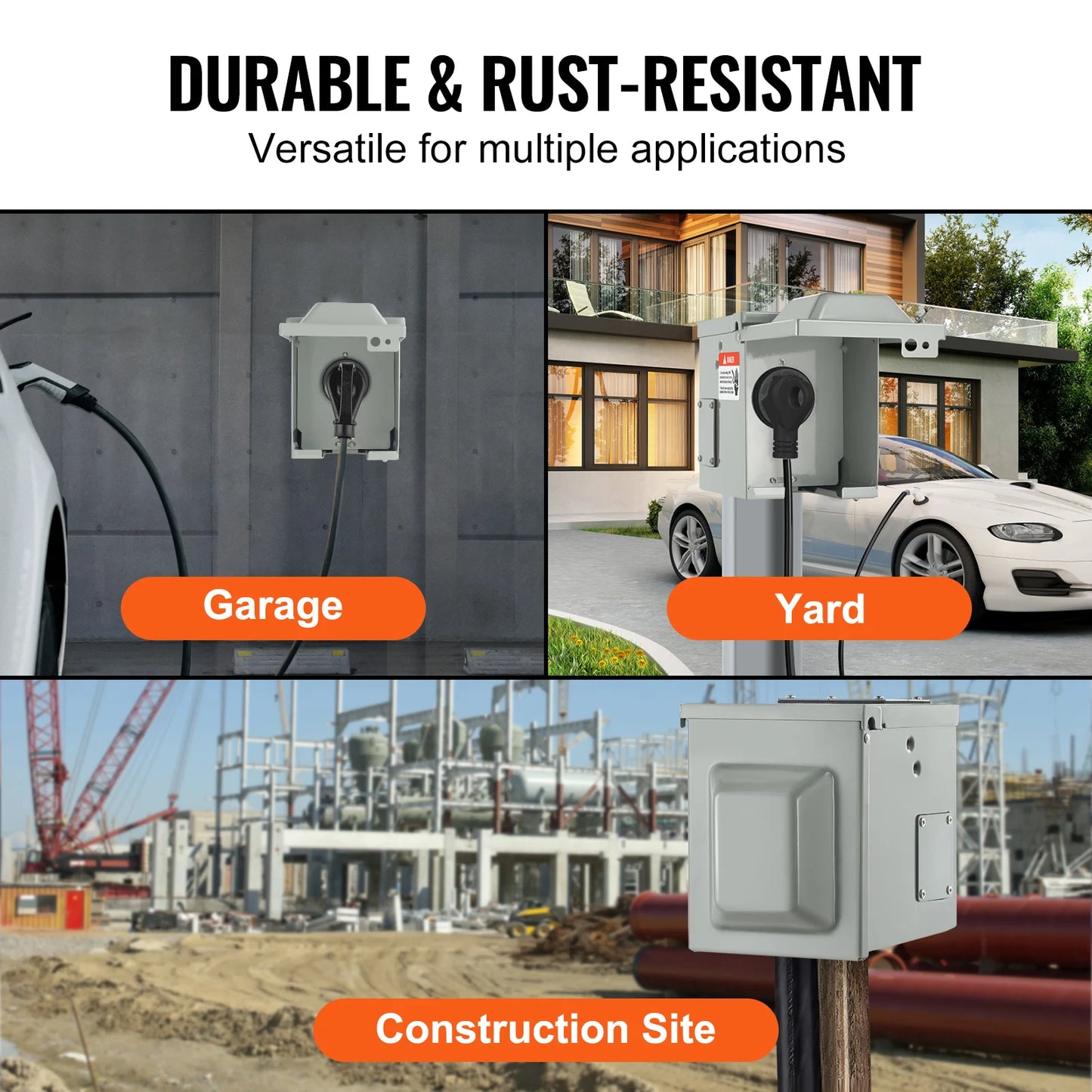 SucceBuy RV Power Outlet Box with Heavy-Duty Iron Casing