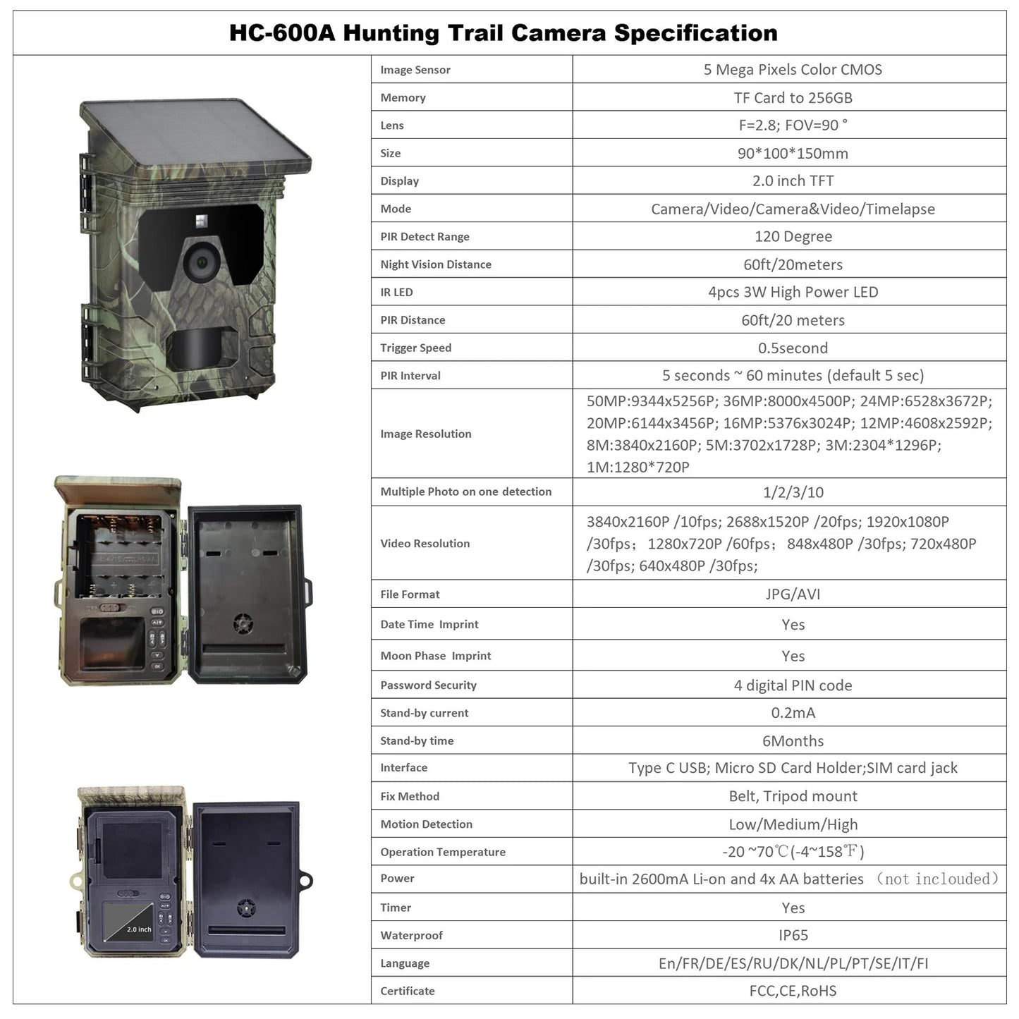 Hign-concerned Solar Powered Night Vision 50MP Trail Camera