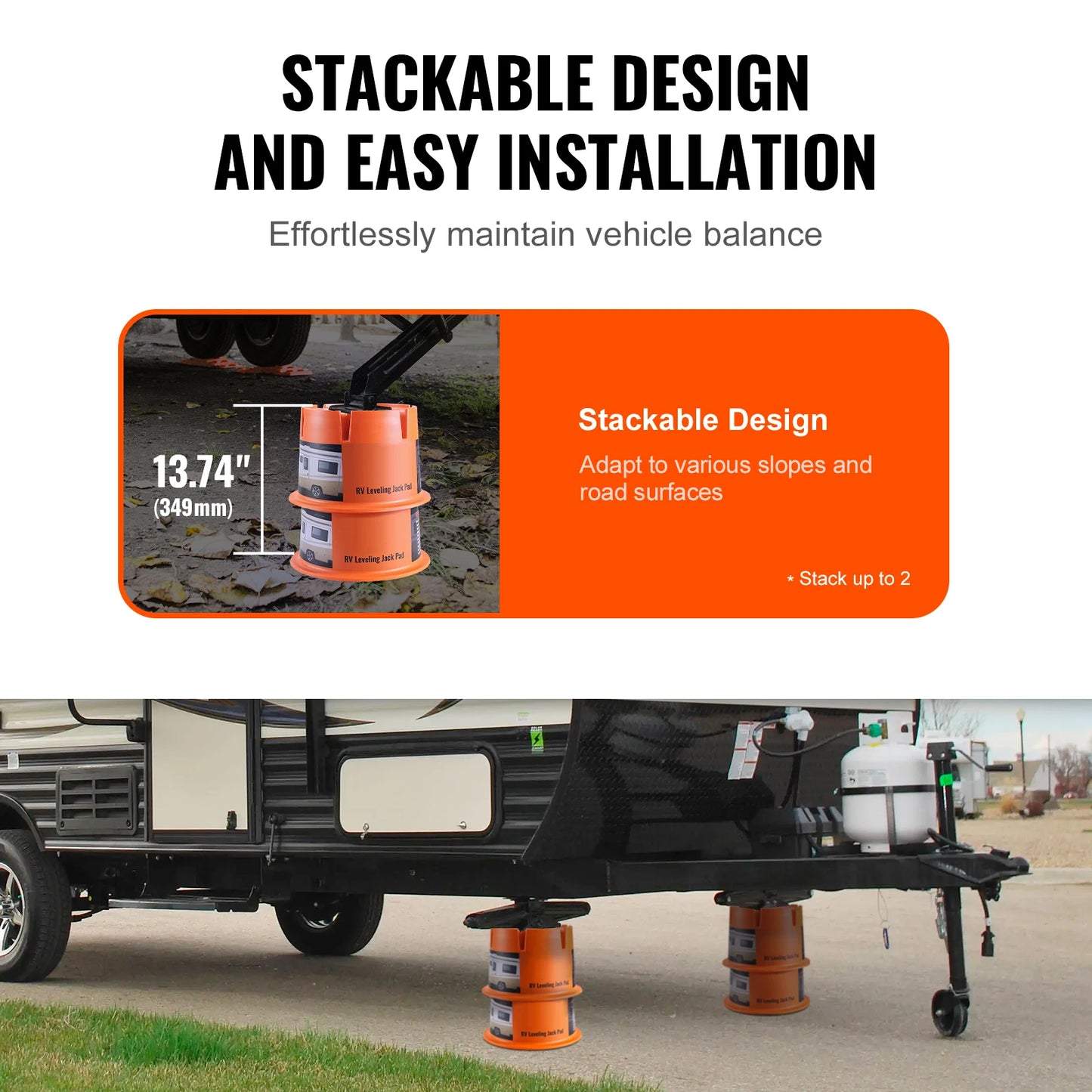 VEVOR Trailer Jack Block 2000lbs Capacity RV Leveling Blocks 2-Pack