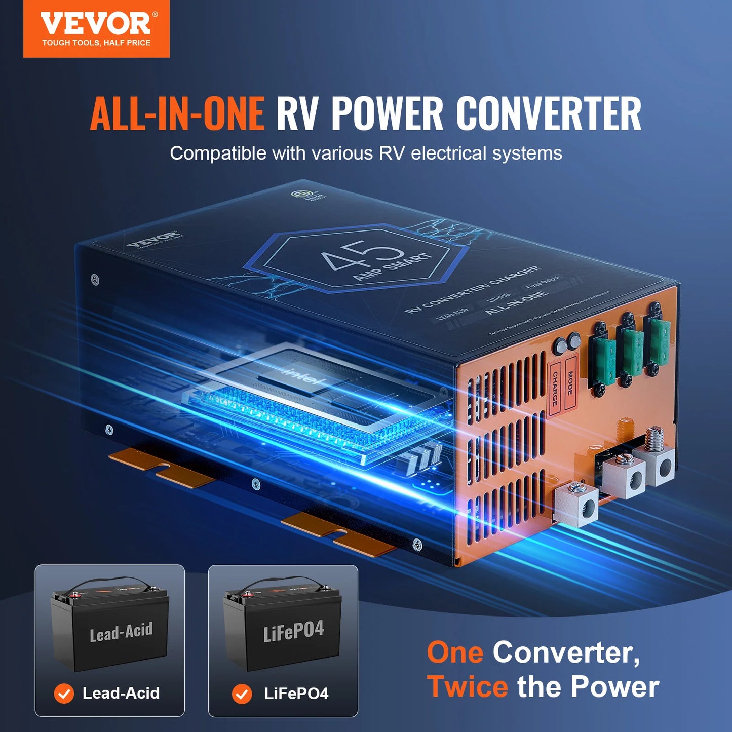 SucceBuy RV Converter 45A 55A 80A Smart Battery Charger 12VDC