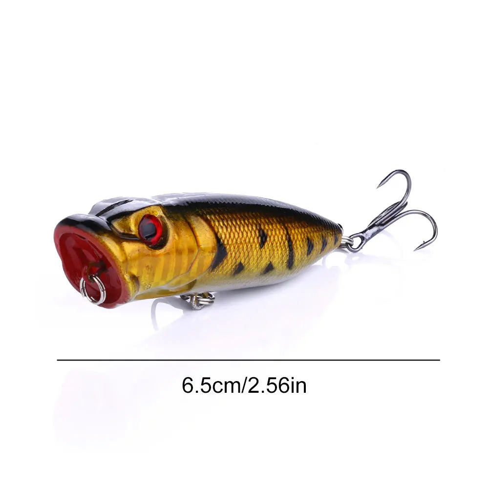 Shunmaii 5Pcs Hard Bait Popper Fishing Lures for Bass Trout