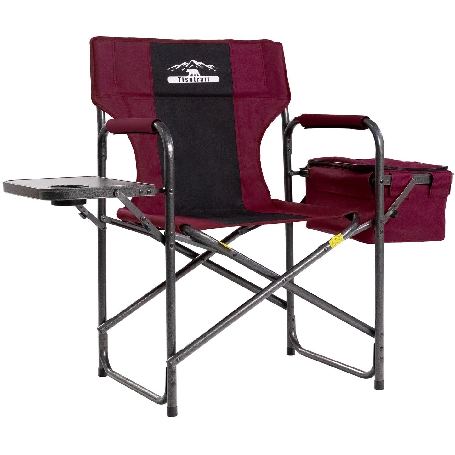 Tisetrail Director Camping Chair with Cooler Bag and Foldable Side Tray in Red and Black