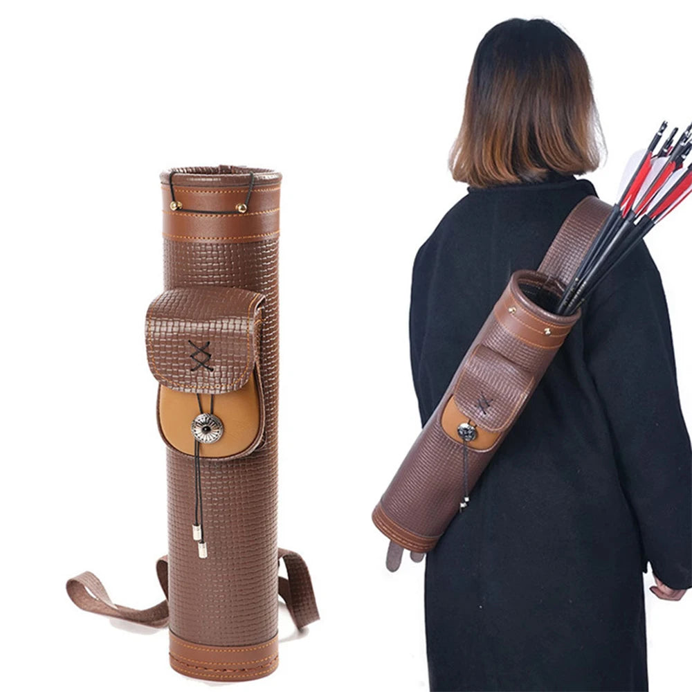Hign-concerned Cowhide Arrow Bag Archery Pouch Universal