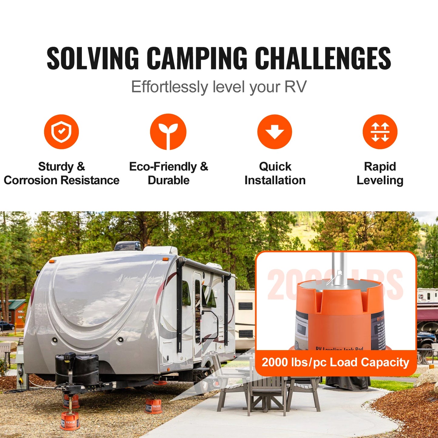 VEVOR Trailer Jack Block 2000lbs Capacity RV Leveling Blocks 2-Pack