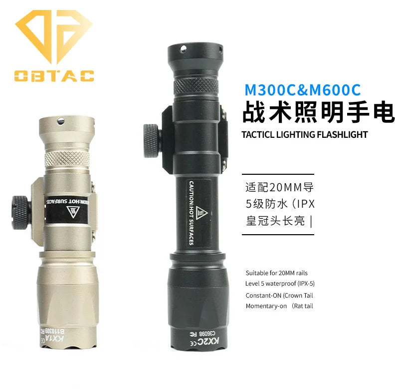 Tactical SF M300C M600C Metal Flashlight Strobe Scout Light for Airsoft Hunting 20mm Rail