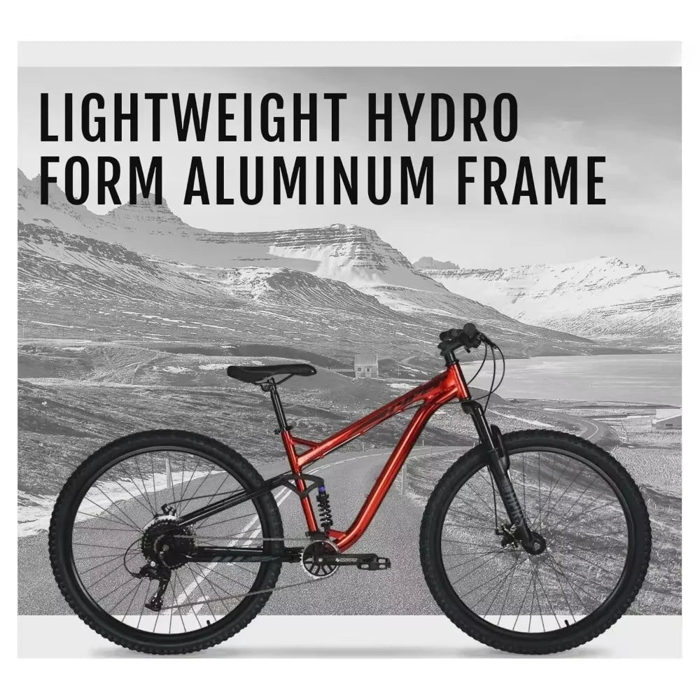 29 Inch Dual Suspension Mountain Bike for Adults Red Color Unisex Design