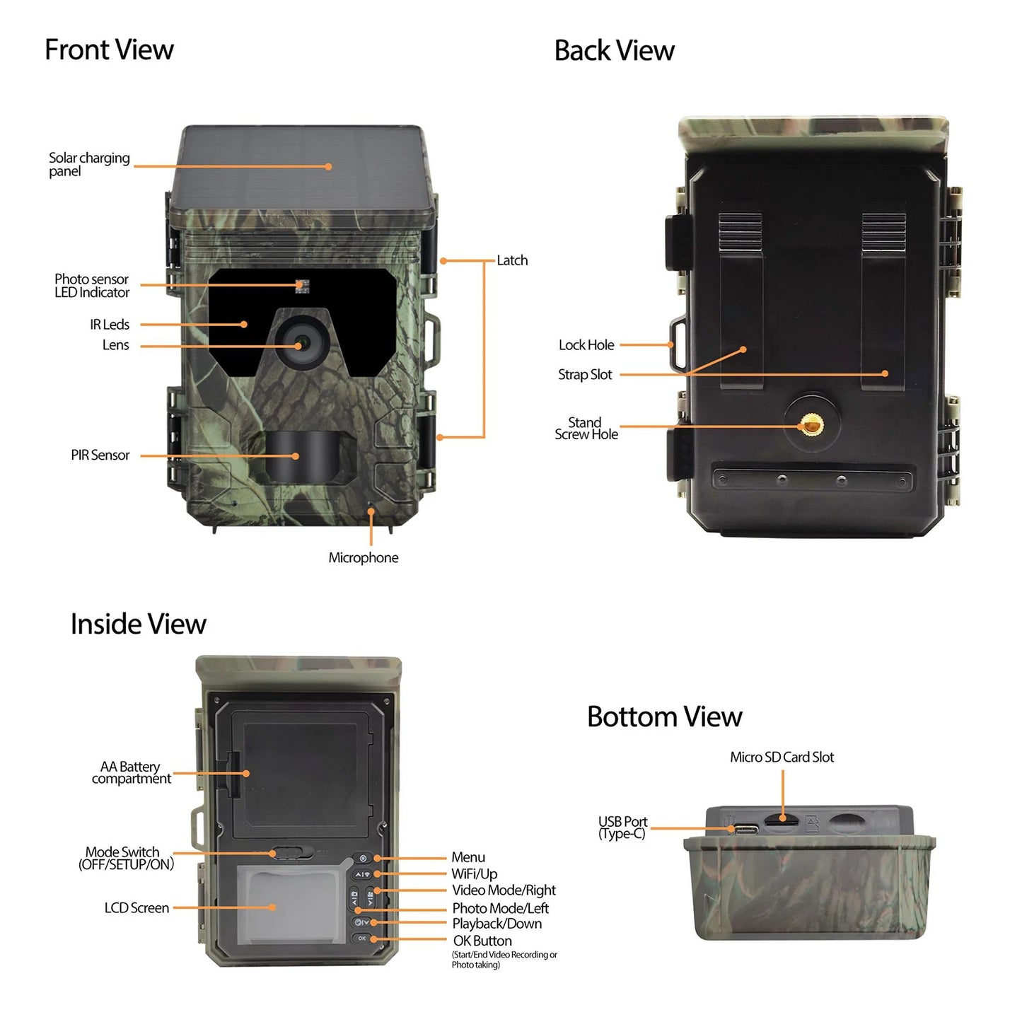 Hign-concerned Solar Powered Night Vision 50MP Trail Camera