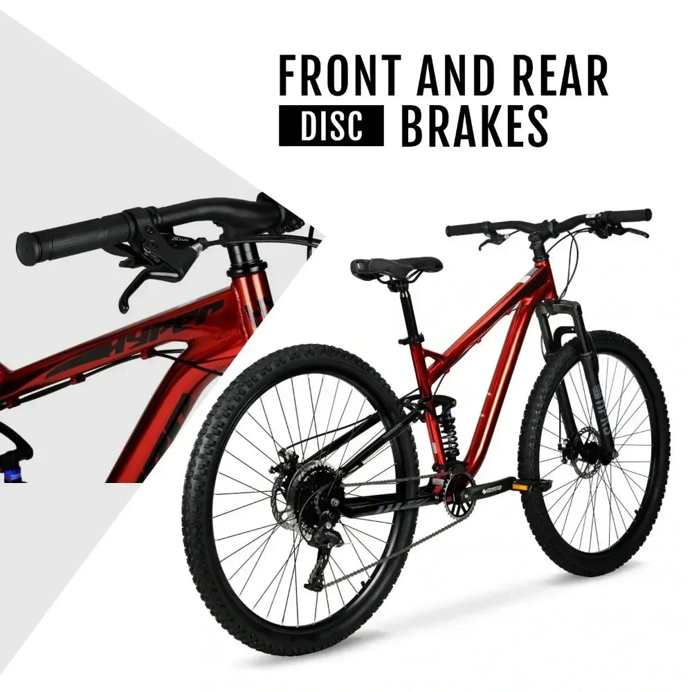 29 Inch Dual Suspension Mountain Bike for Adults Red Color Unisex Design