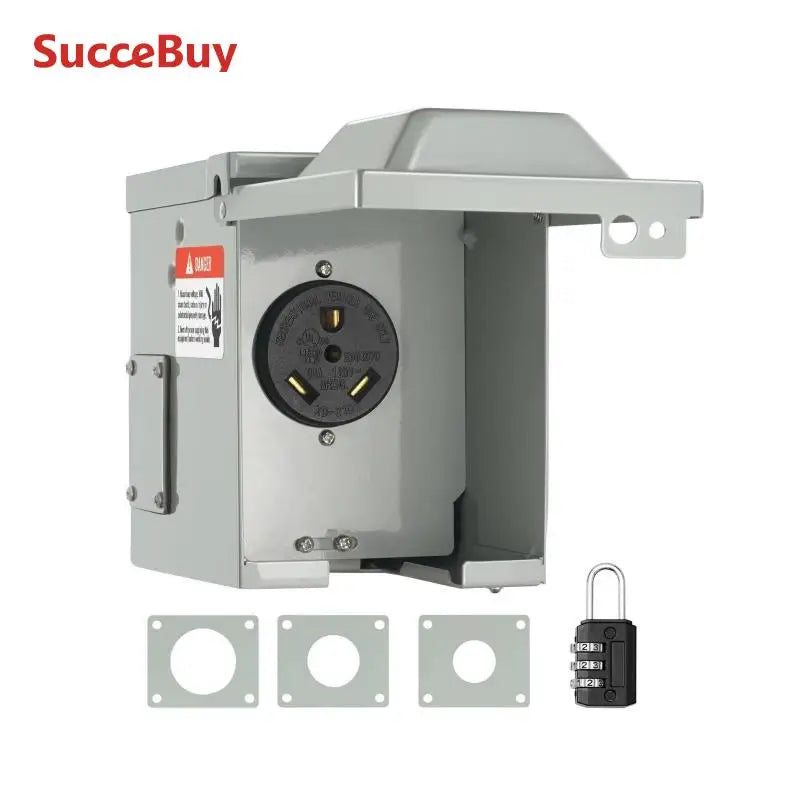 SucceBuy RV Power Outlet Box with Heavy-Duty Iron Casing