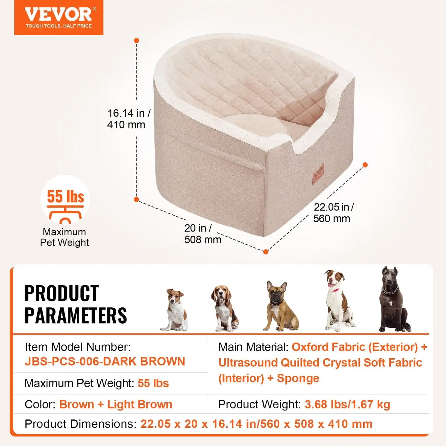 XMSJ Dog Booster Car Seat for Small and Medium Dogs