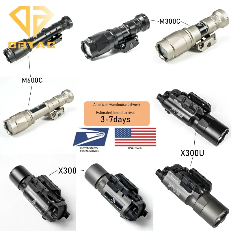 Tactical SF M300C M600C Metal Flashlight Strobe Scout Light for Airsoft Hunting 20mm Rail