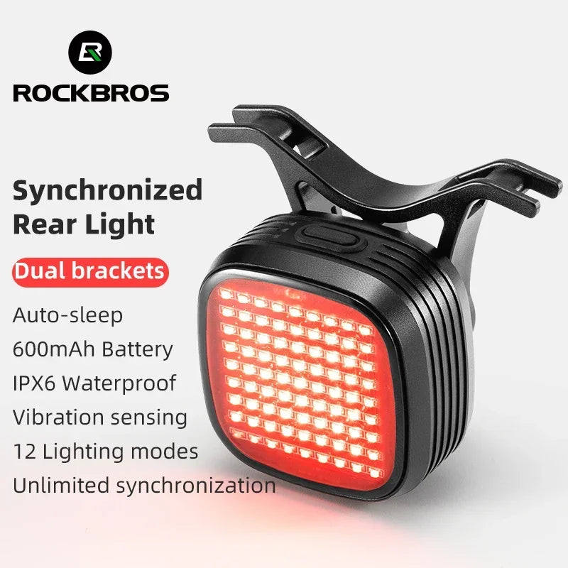 ROCKBROS Bike Rear Light Brake Sense Taillight IPX6 12 Modes
