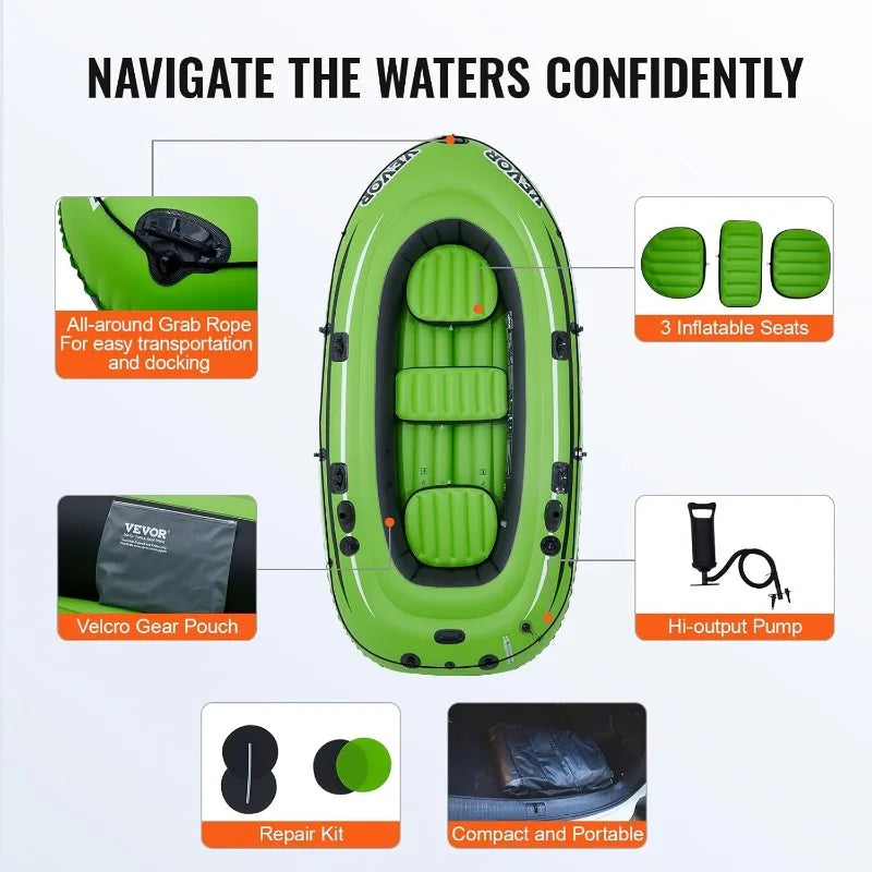 VEVOR Inflatable Boat for Five People Spacious and Foldable for Easy Storage