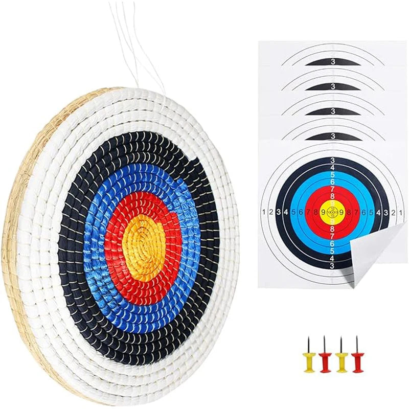 Recurve Bow Target Kit with Bright Color Straw and 5 Papers for Outdoor Archery Practice
