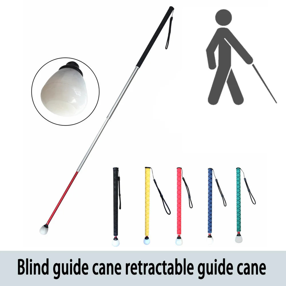 7 Section Telescopic Aluminum Guide Cane Portable Walking Stick for Visually Impaired 150cm