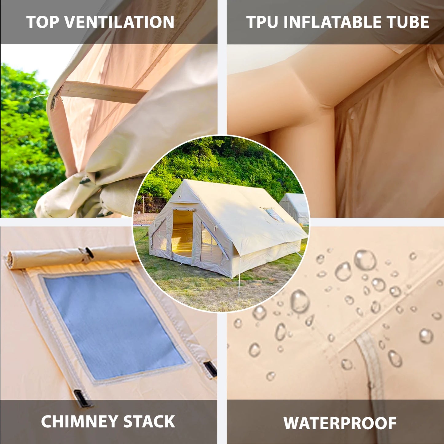 Large Inflatable Camping Tent with Hand Pump Easy Setup Portable Outdoor Tent for 8 Plus Users