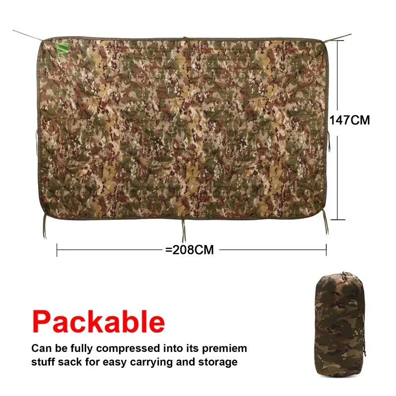 Water Repellent Camouflage Army Poncho Liner Woobie Blanket