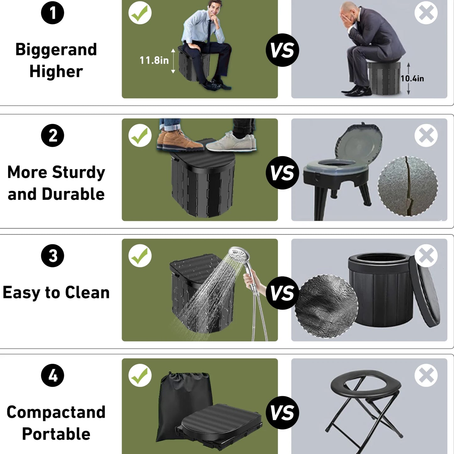 Large Portable Camping Toilet with 1.5m Pop Up Privacy Tent for Outdoor Use