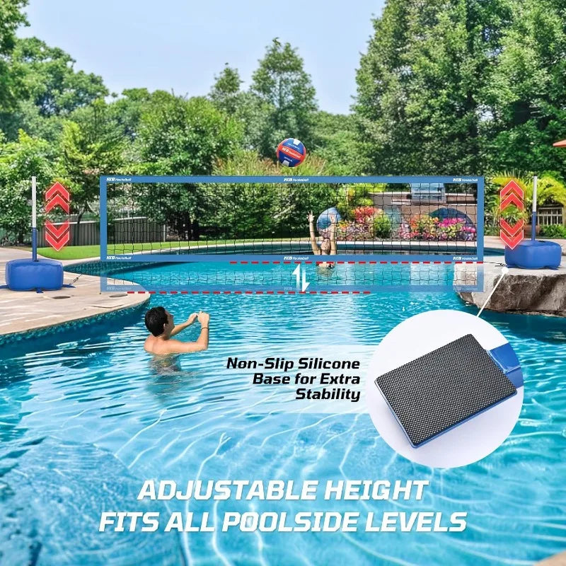 Pool Volleyball Net Set with LED Lights and Volleyballs