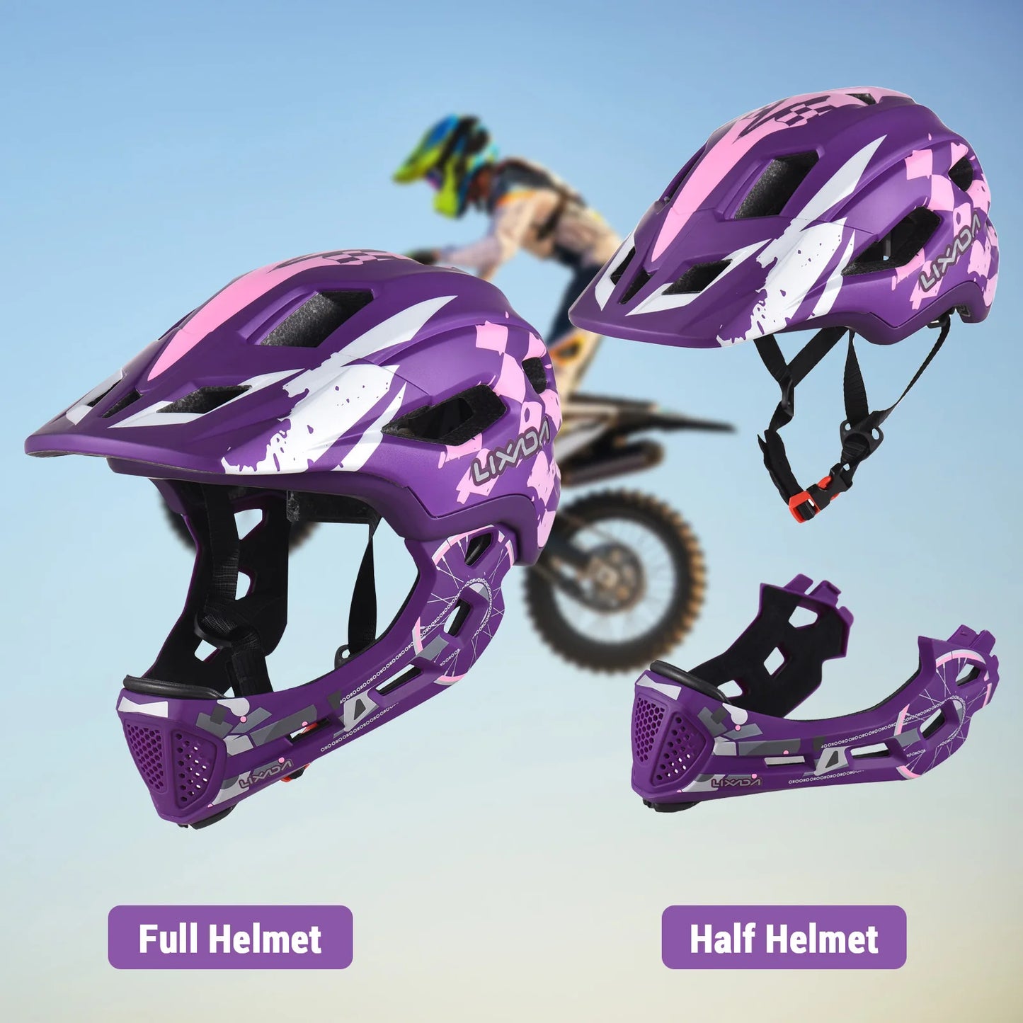 Kids Cycle Helmet Detachable Full Face Adjustable Helmet