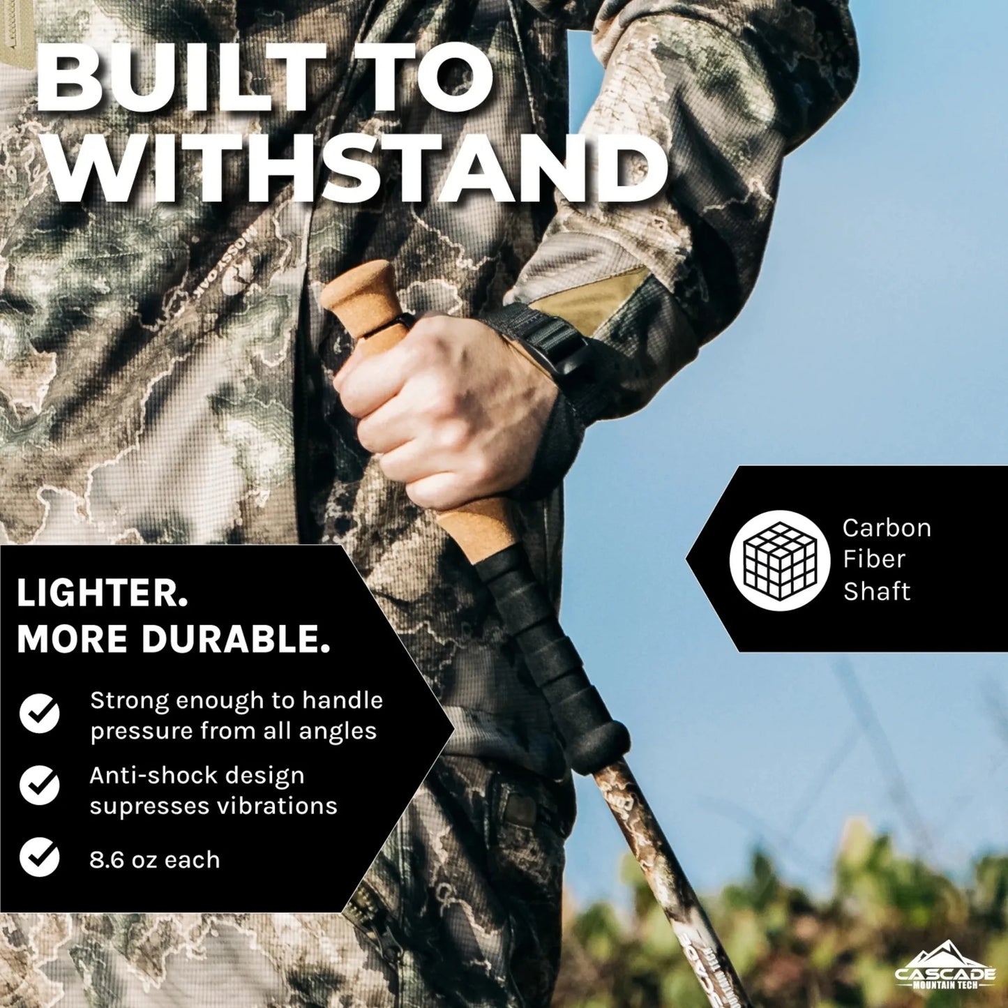 Mossy Oak Carbon Fiber Monopod Hiking Sticks 2 Pack