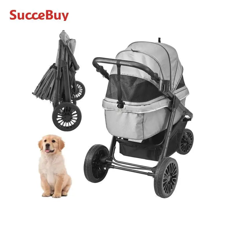 SucceBuy Pet Stroller Carrier Lightweight Aluminum Travel