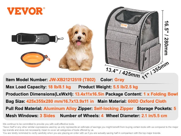 SucceBuy Cat Carrier Breathable Travel Backpack Telescopic