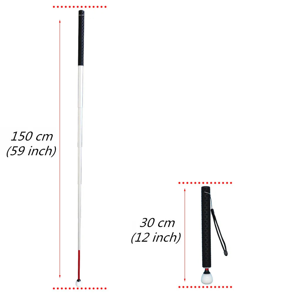 7 Section Telescopic Aluminum Guide Cane Portable Walking Stick for Visually Impaired 150cm