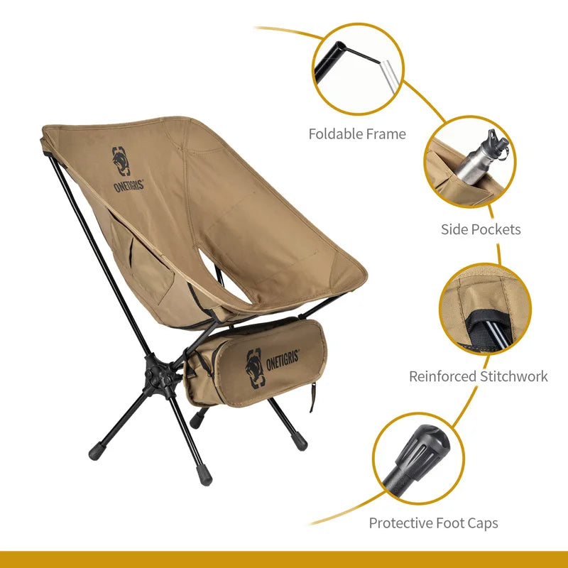 OneTigris Multicam Portable Camping Chair Foldable Outdoor Chair for Hiking Fishing and Gardening