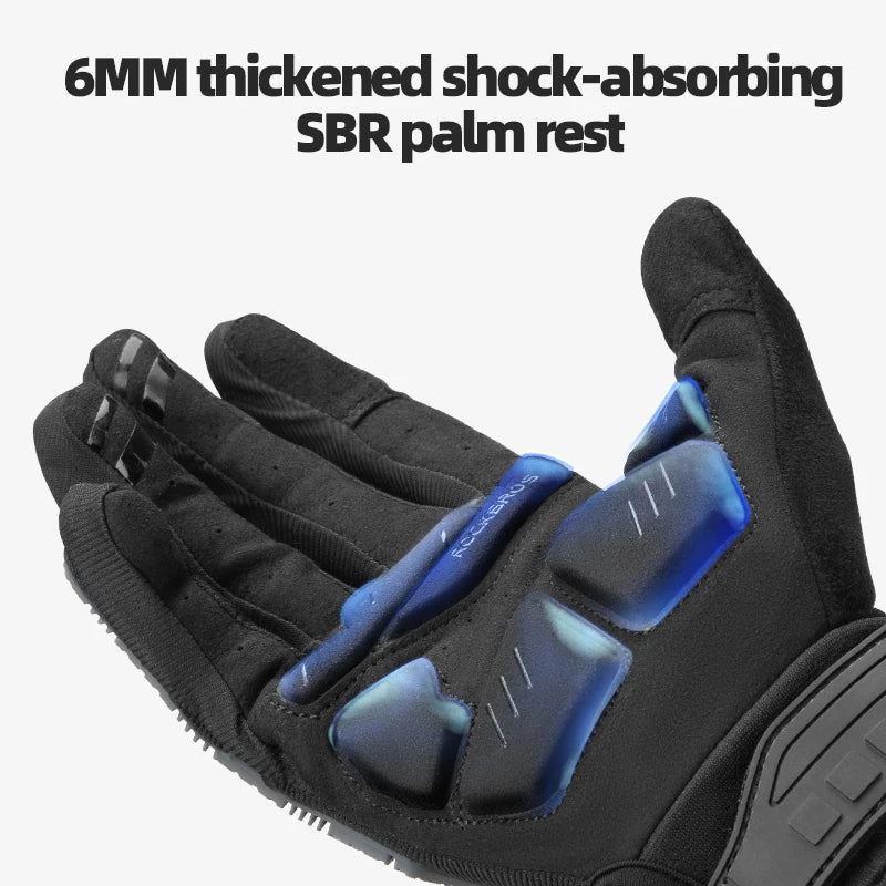 Rockbros Full Finger Cycling Gloves with Shockproof Gel Padding for Winter Outdoor Sports