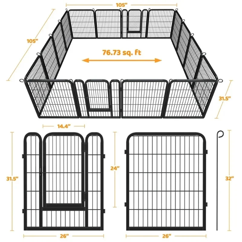 Alden Design Metal Dog Playpen for Indoor Outdoor Use