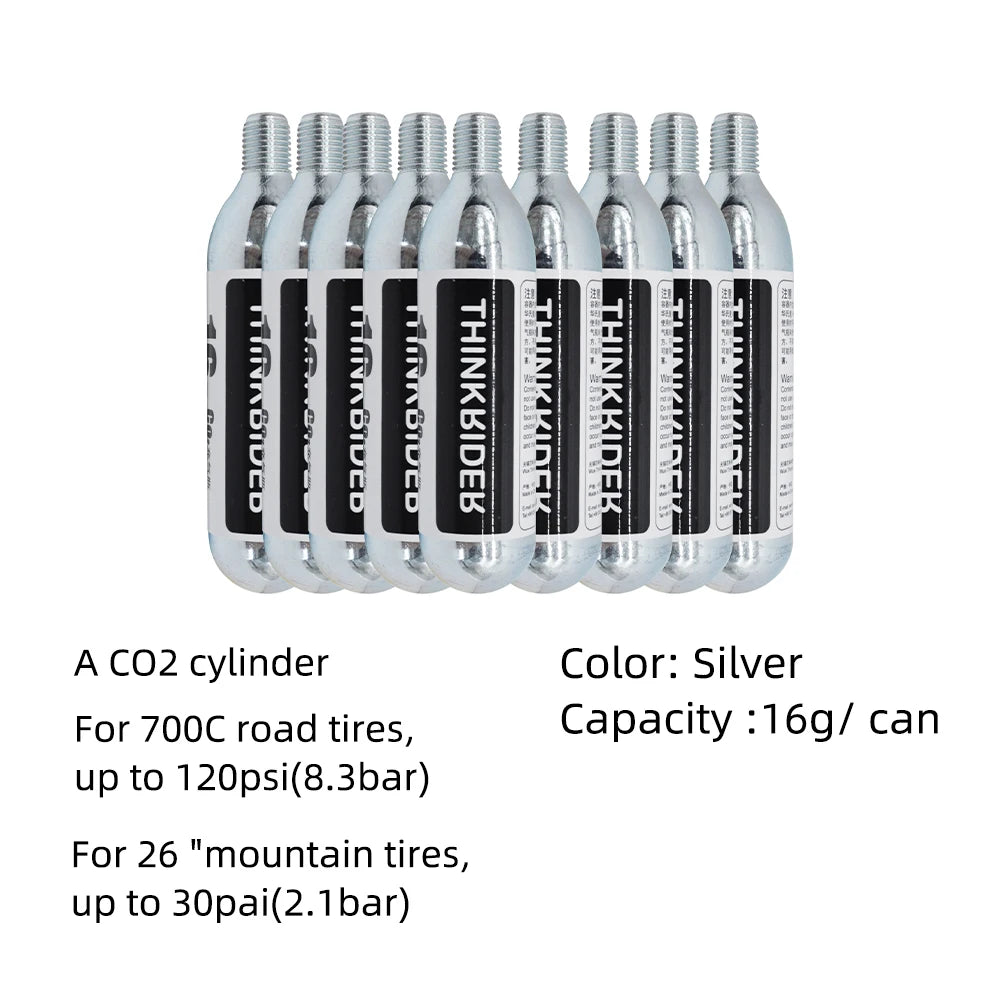 ThinkRider 16g Threaded CO2 Cartridges for Bike Tires