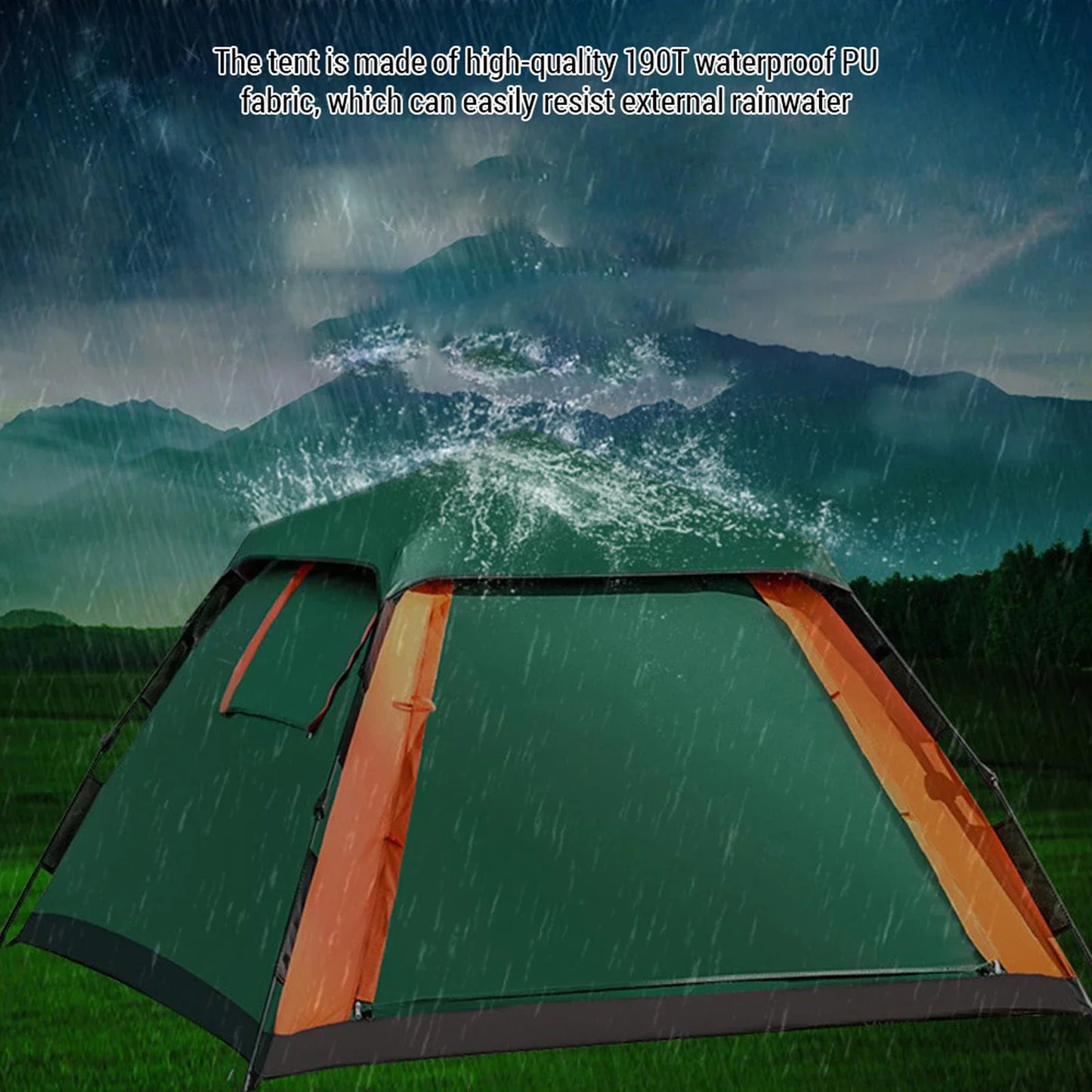 Outdoor Automatic Quick Open Waterproof Tent for 3-4 Person Instant Setup Camping