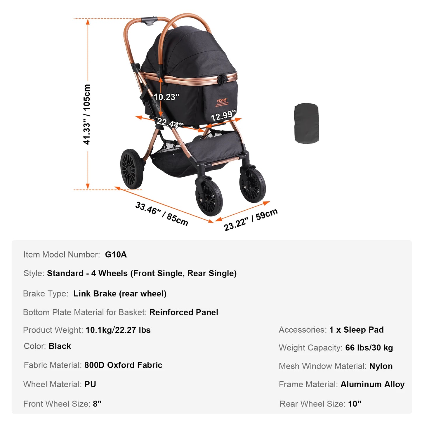 SucceBuy Pet Stroller Carrier Lightweight Aluminum Travel