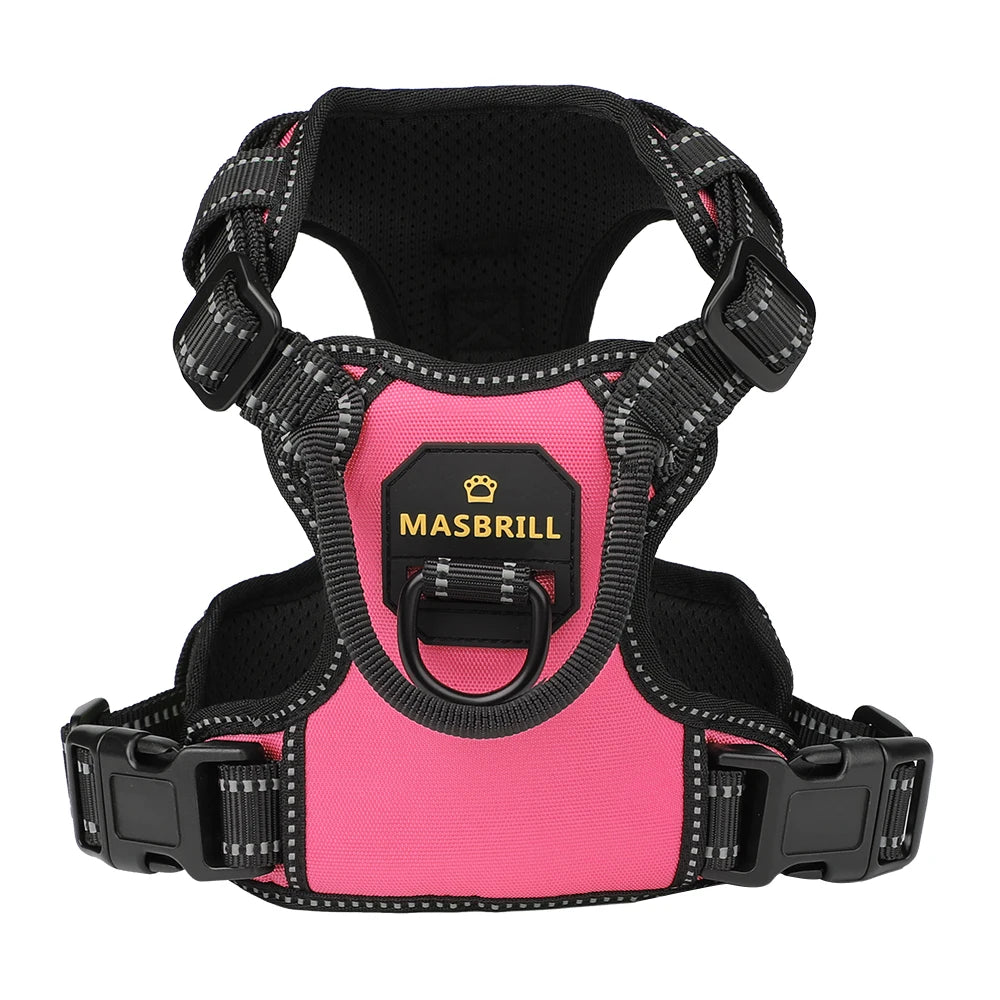 MASBRILLCN Nylon Adjustable No Pull Reflective Dog Harness