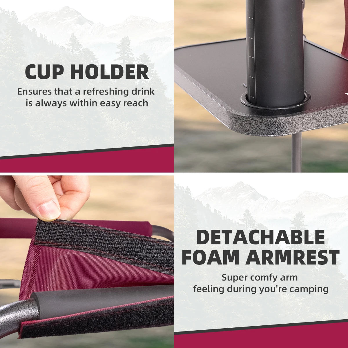Tisetrail Director Camping Chair with Cooler Bag and Foldable Side Tray in Red and Black