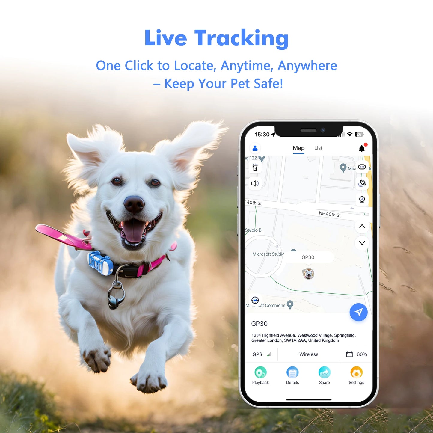 WANWAYTECH 4G GPS Tracker For Pets Waterproof Locator