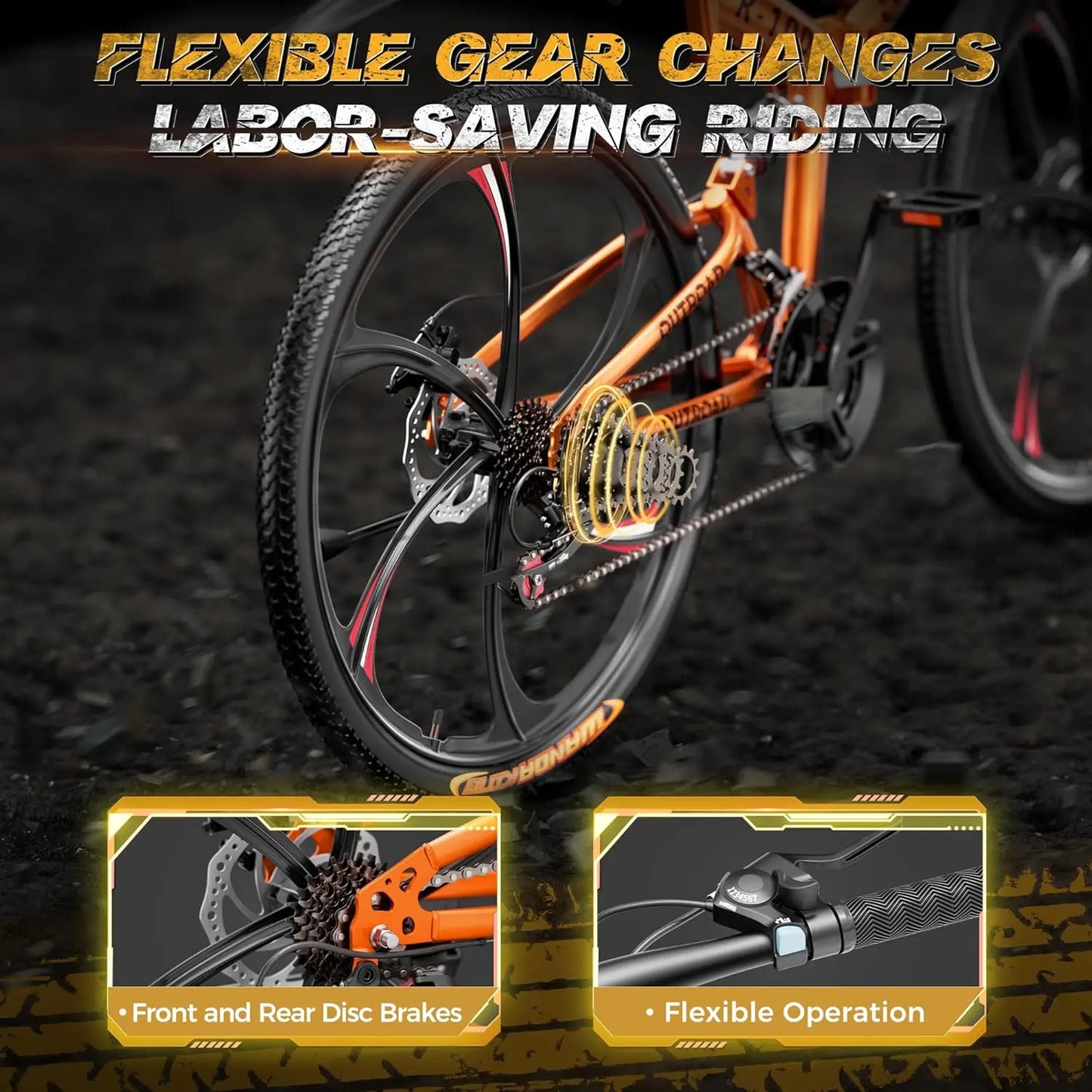 26 Inch Folding Mountain Bike with 21 Speed Full Suspension and Dual Disc Brakes