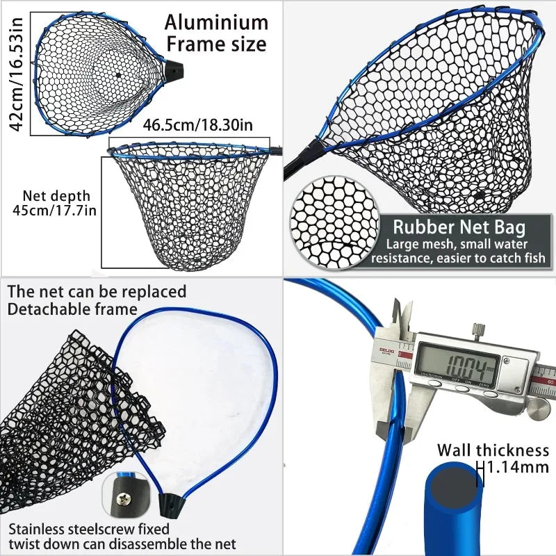 YTYIN Telescoping Aluminum Alloy Fishing Net with Rubber Grip
