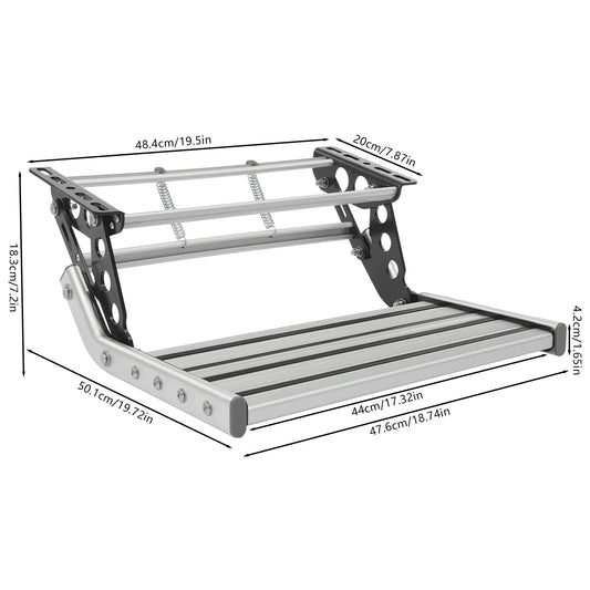 Bymaocar Manual RV Step with 12V LED Light Aluminum Folding Step for Campers and Motorhomes