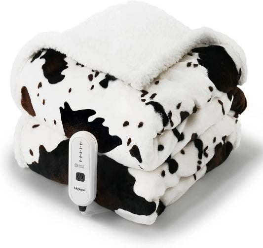 XMSJ Cow Print Heated Throw Blanket with Five Heat Levels