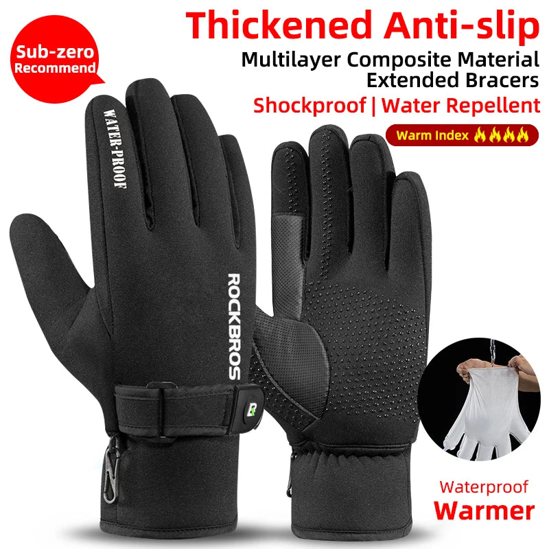 ROCKBROS Waterproof Winter Gloves for Snow Sports and Cycling