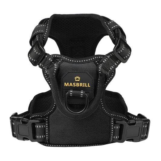 MASBRILLCN Nylon Adjustable No Pull Reflective Dog Harness
